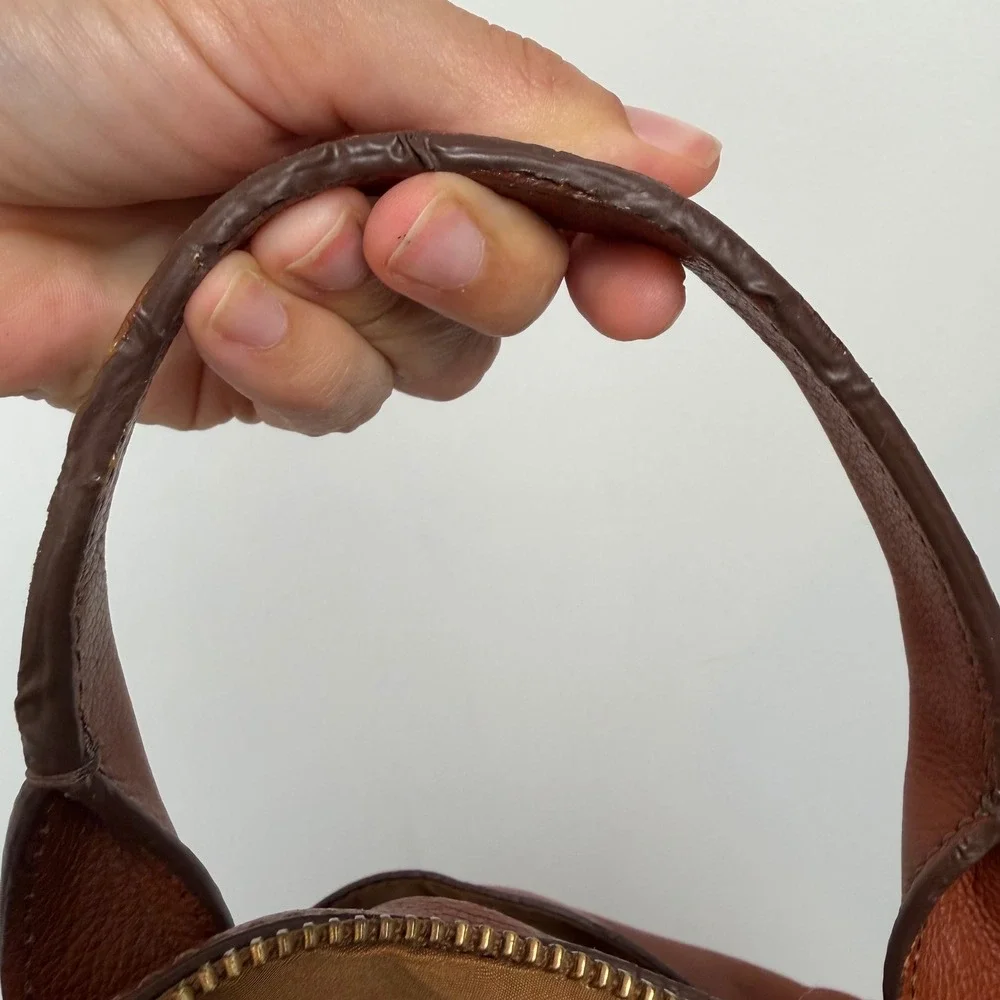Fossil Cognac Brown Pebbled Leather Satchel Crossbody Bag ZB6750